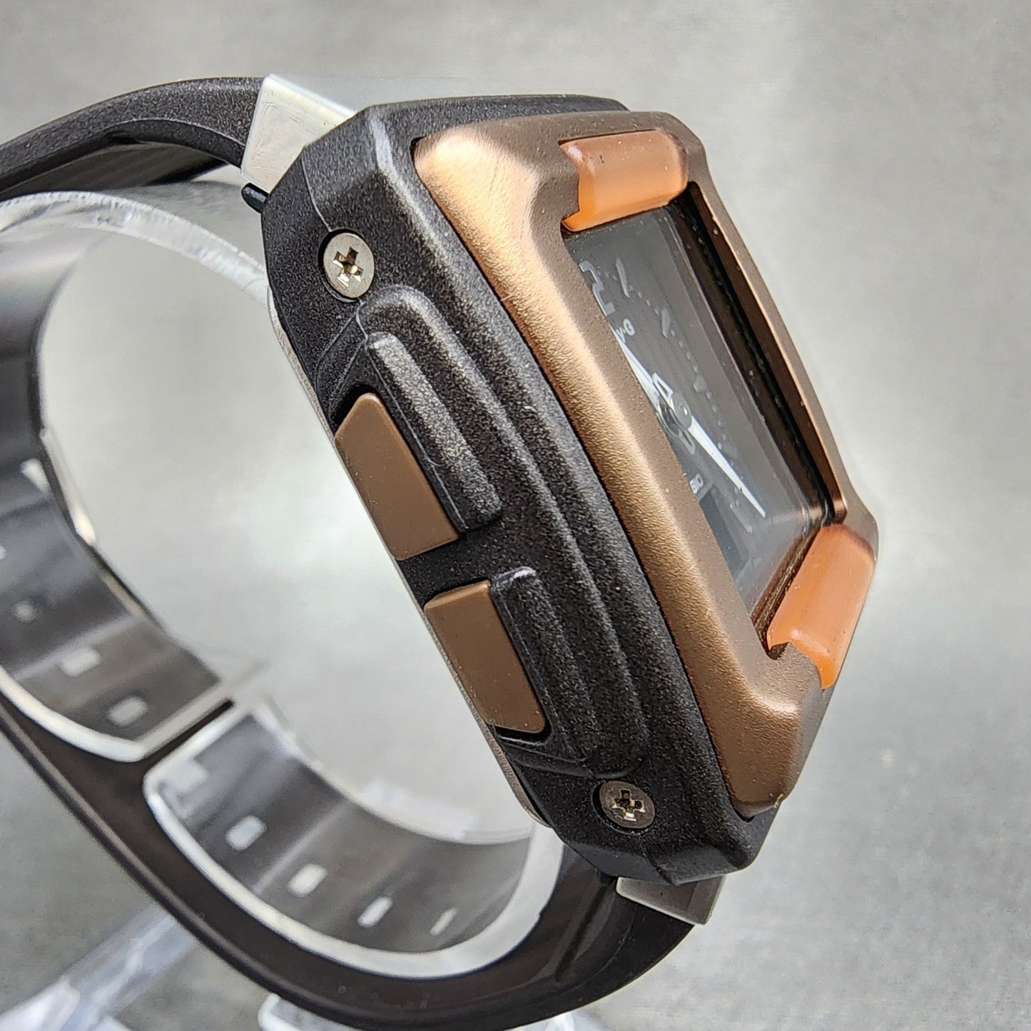 Casio BabyG BGT300J Watch Women 36mm Brown Tone Analog Digital Rectangle Runs3