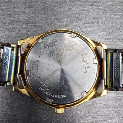 Seiko Watch Men 37mm Black Dial Gold Daydate Round 7N43-9048 New Battery JP VTG10