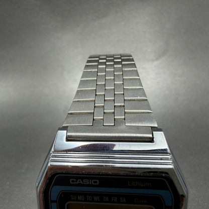 Casio 155-B817 Watch Men 34mm Digital Silver Tone Daydate Octagon PARTS5