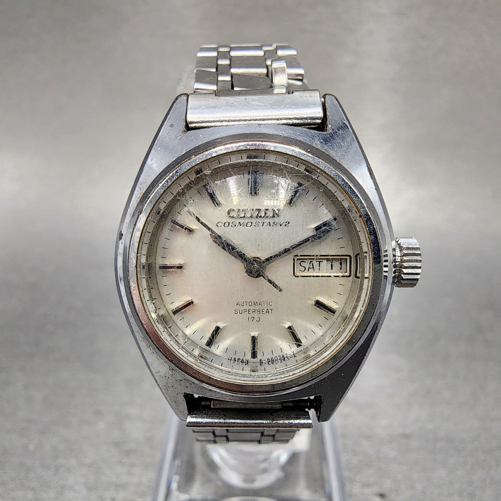 Citizen Cosmostar V2 Watch Women 25mm Silver Dial Steel Daydate Automatic PARTS0
