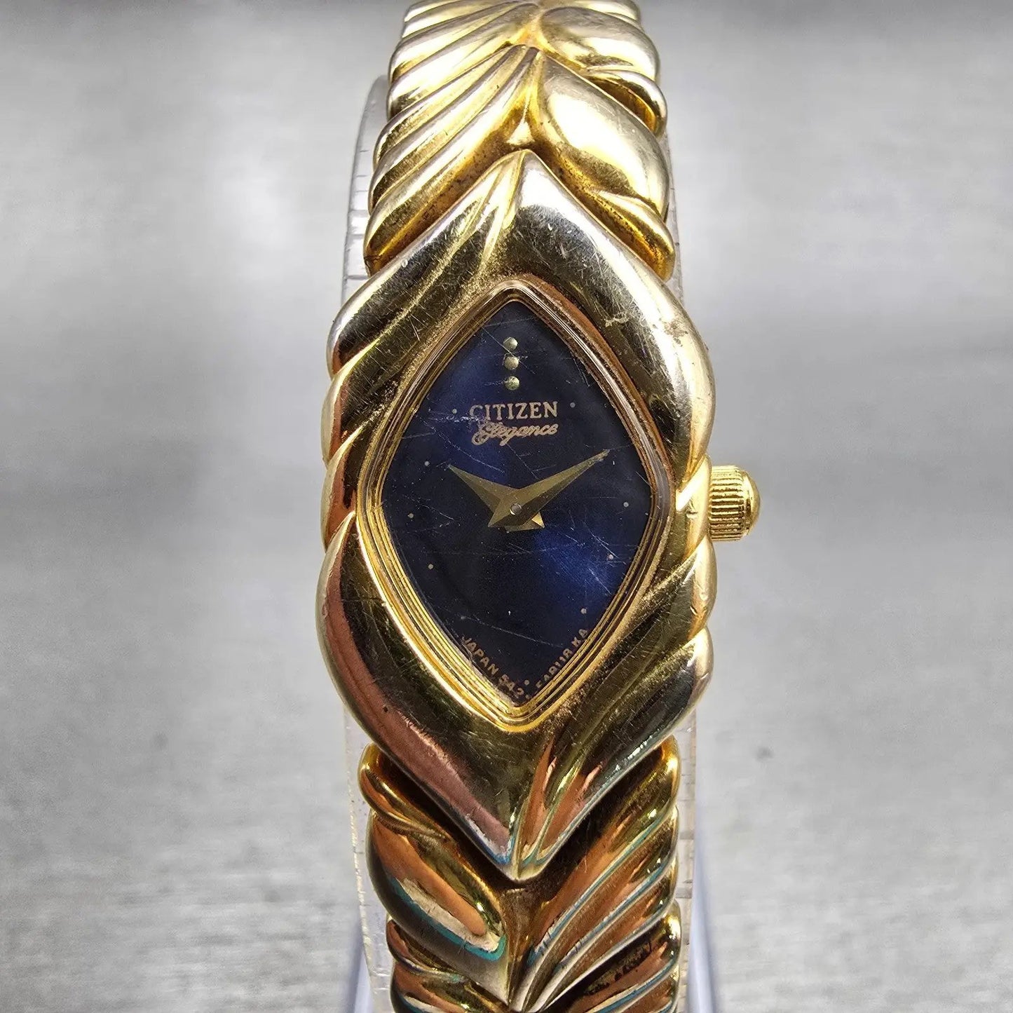 Citizen Elegance Watch Women 15mm Blue Dial Gold Tone 5421-F45880 New Battery0