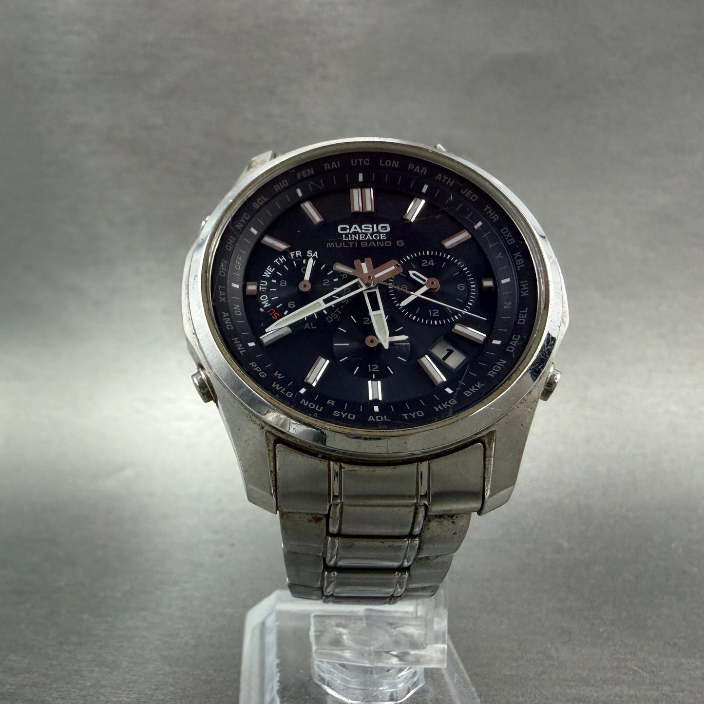 Casio Lineage LIW-M610 Watch Men 41mm Blue Dial Steel Date Chrono Solar Runs5