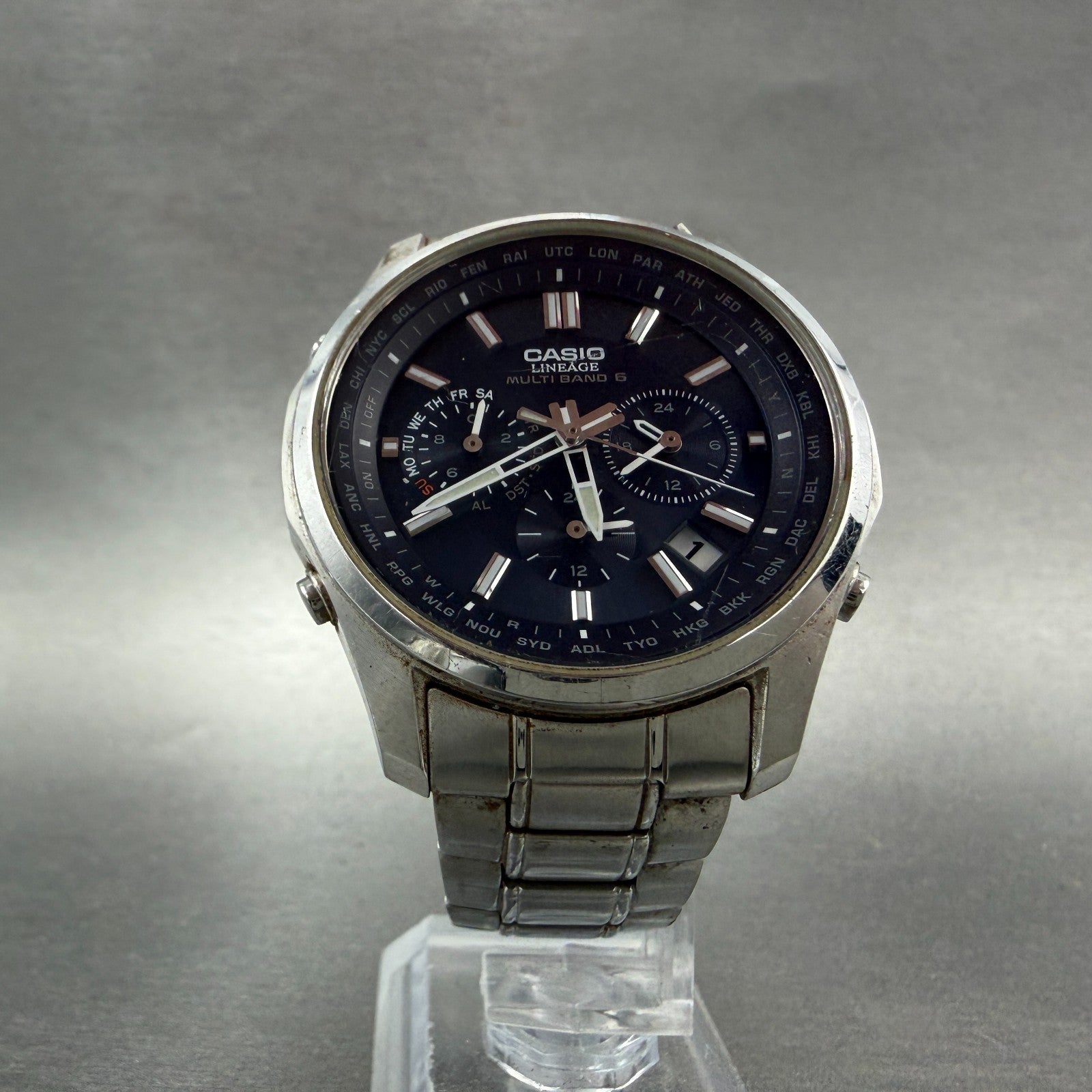 Casio Lineage LIW-M610 Watch Men 41mm Blue Dial Steel Date Chrono Solar Runs5