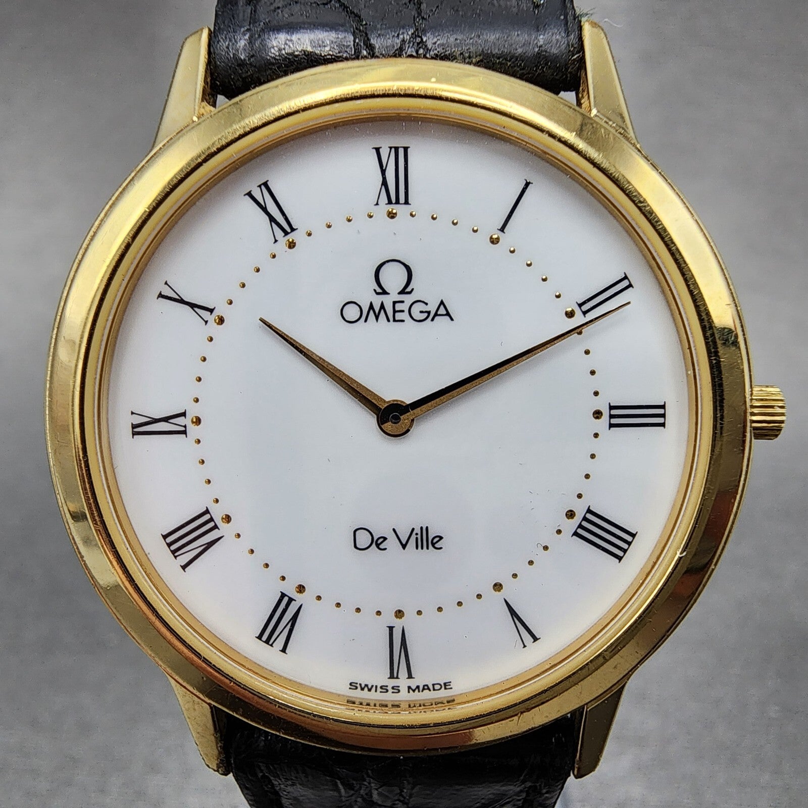 Omega De Ville Watch Men 32mm White Dial Two Tone Round 195.0048 New Battery3
