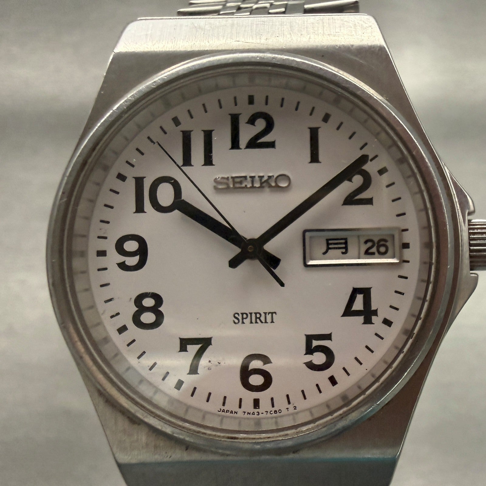 Seiko Spirit Watch Men 34mm White Dial Silver  Daydate Round 7N43-7B70 New Batt1