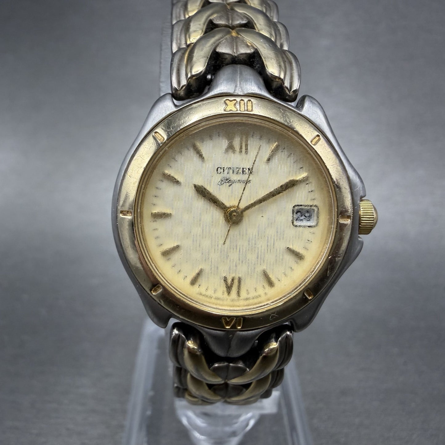 Citizen Elegance Watch Women 24mm Champagne Dial Two Tone 1012-S69772 New Batt0