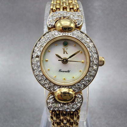 Yukiko KimiJima Emerald Watch Women 20mm MOP Dial Crysatl Bezel New Battery0