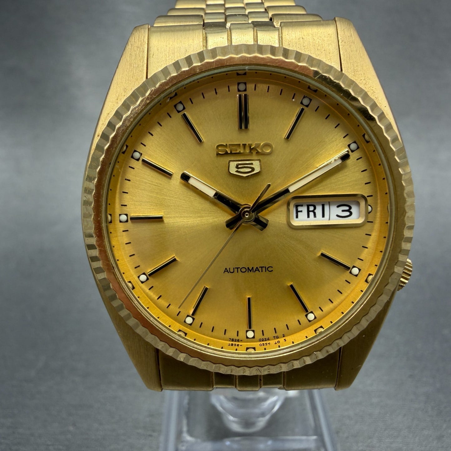 Seiko 5 Automatic President Watch Men 36mm Champagne Dial Two Tone Daydate Runs10