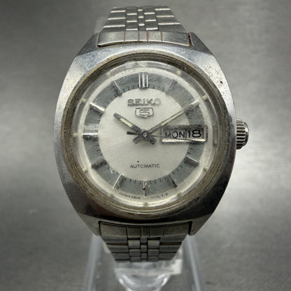 Seiko 5 Automatic Watch Women 25mm Silver Dial Steel Daydate 2906-0140 PARTS0