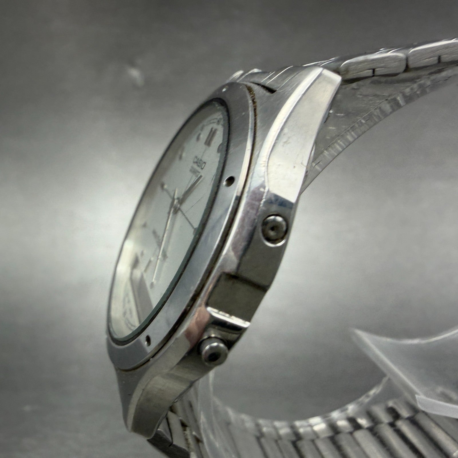 Casio AW-100 Watch Men 35mm Analog Digital Silver Alarm Round New Battery2