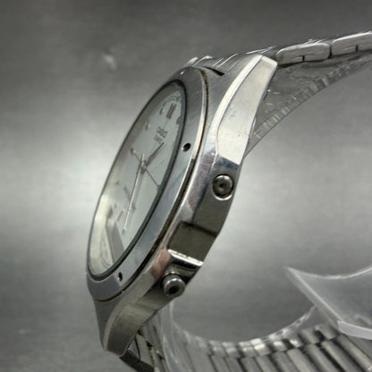 Casio AW-100 Watch Men 35mm Analog Digital Silver Alarm Round New Battery2
