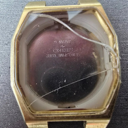 Seiko Watch Case Gold Tone Rectangle 7123-5239 31mm Vintage1