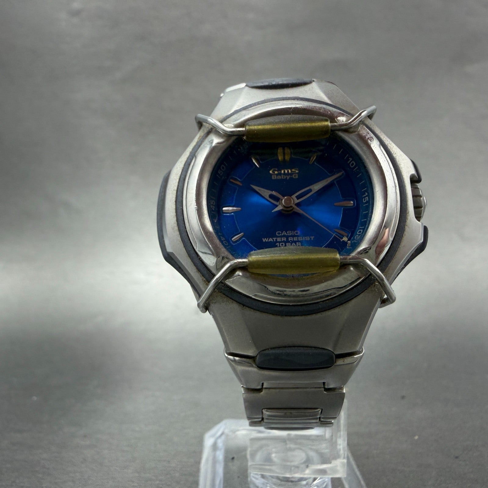 Casio Baby-G Watch Women 38mm Blue Dial Silver Tone Round MSG-600 New Battery5