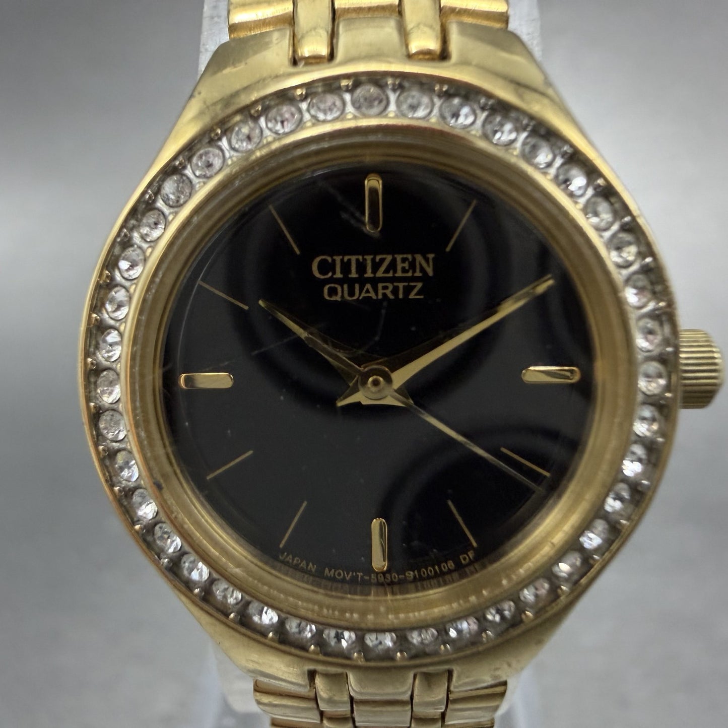 Citizen Watch Women 21mm Black Dial Gold Tone Round 5930-S067162 New Battery1