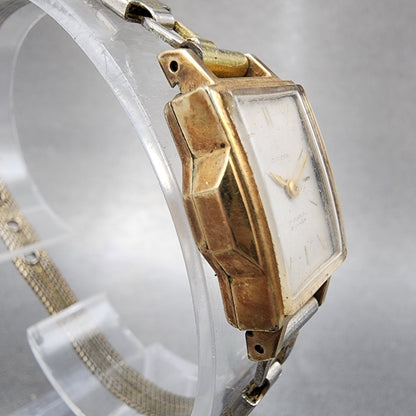 Citizen Phynox Tank Watch Women 15mm Silver Dial 14K Gold Filled Manual Wind Run3