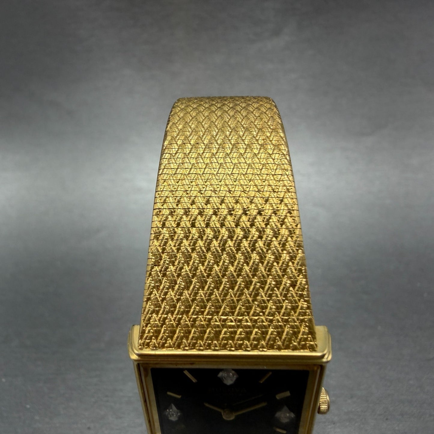 Bulova tank Watch Men 25mm Black Dial gold Tone Rectangle 92R45 New Battery4