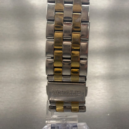 Citizen Watch Men 27mm Silver Dial Two Tone Date Rectangle 1012-S004489 New Batt7