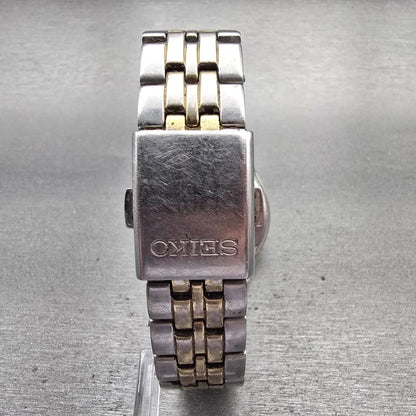 Seiko Solar Watch Men 37mm White Dial Two Tone Daydate Round V158-0AA0 Works7