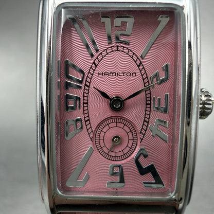 Hamilton Ardmore Watch Women 19mm Pink Dial Steel Rectangle H112110 New Battery2