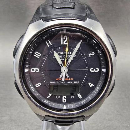 Casio Wave Ceptor WVA-430 Watch Men 43mm Black Dial Silver Analog Digi Solar JDM0