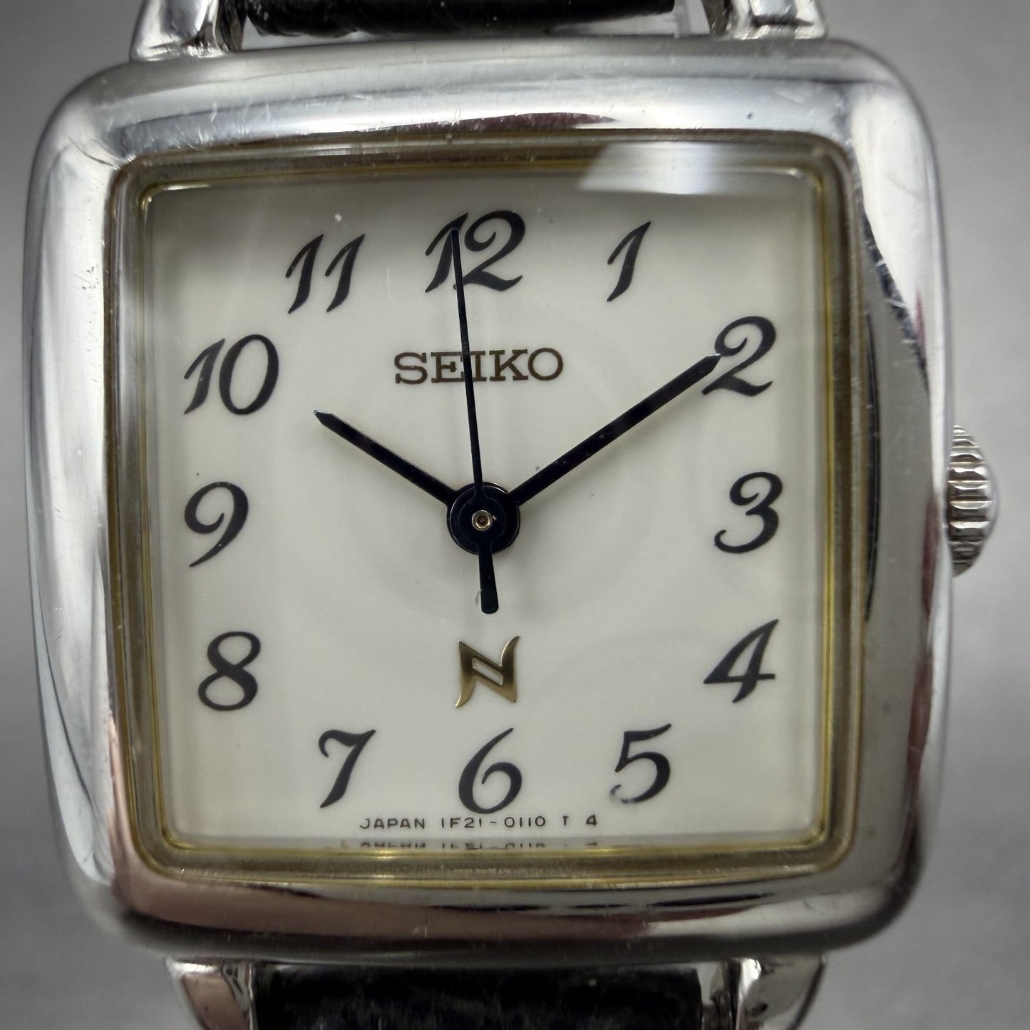 Seiko Noie Watch Women 23mm White Dial Silver Tone Square 1F21-5020 New Battery1