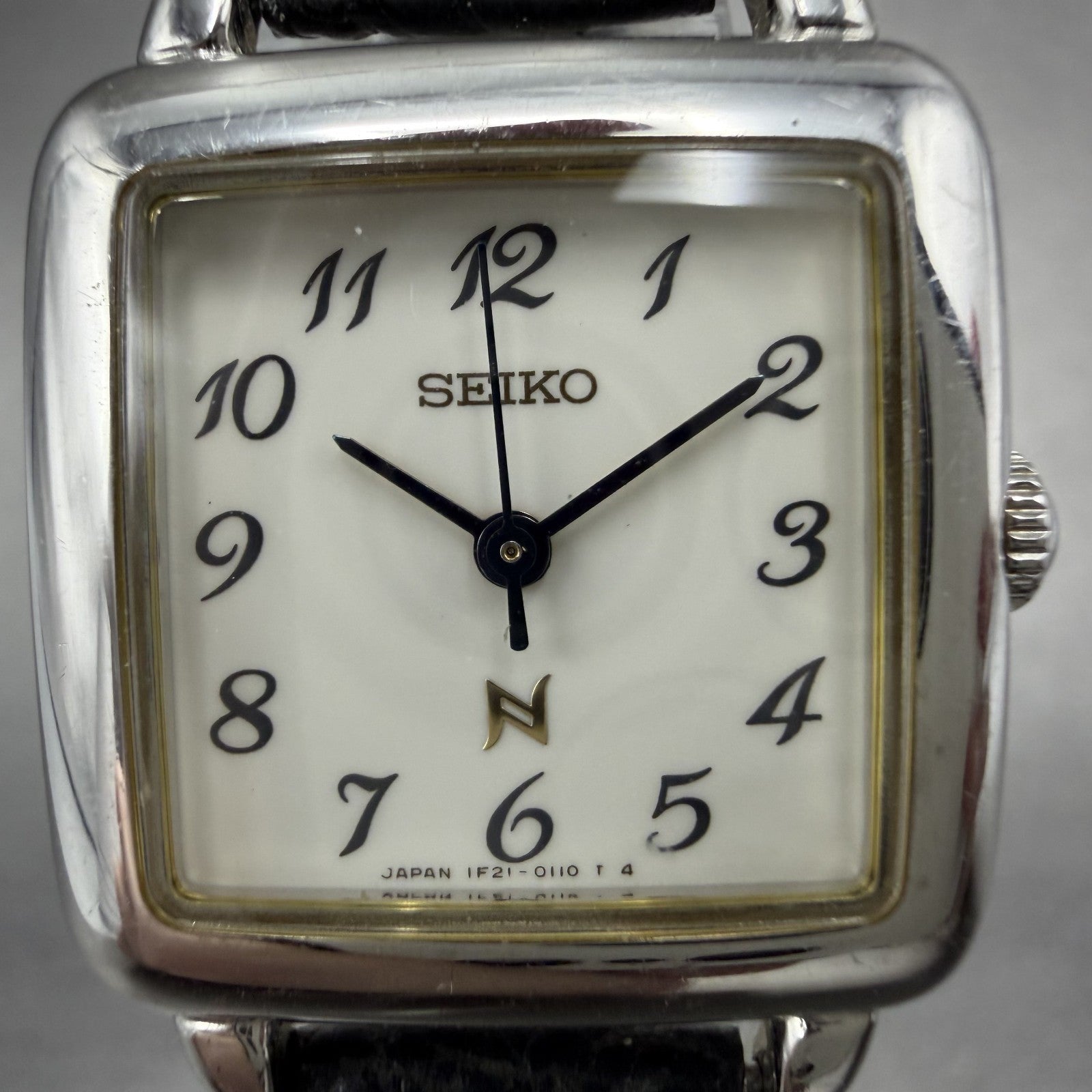 Seiko Noie Watch Women 23mm White Dial Silver Tone Square 1F21-5020 New Battery1