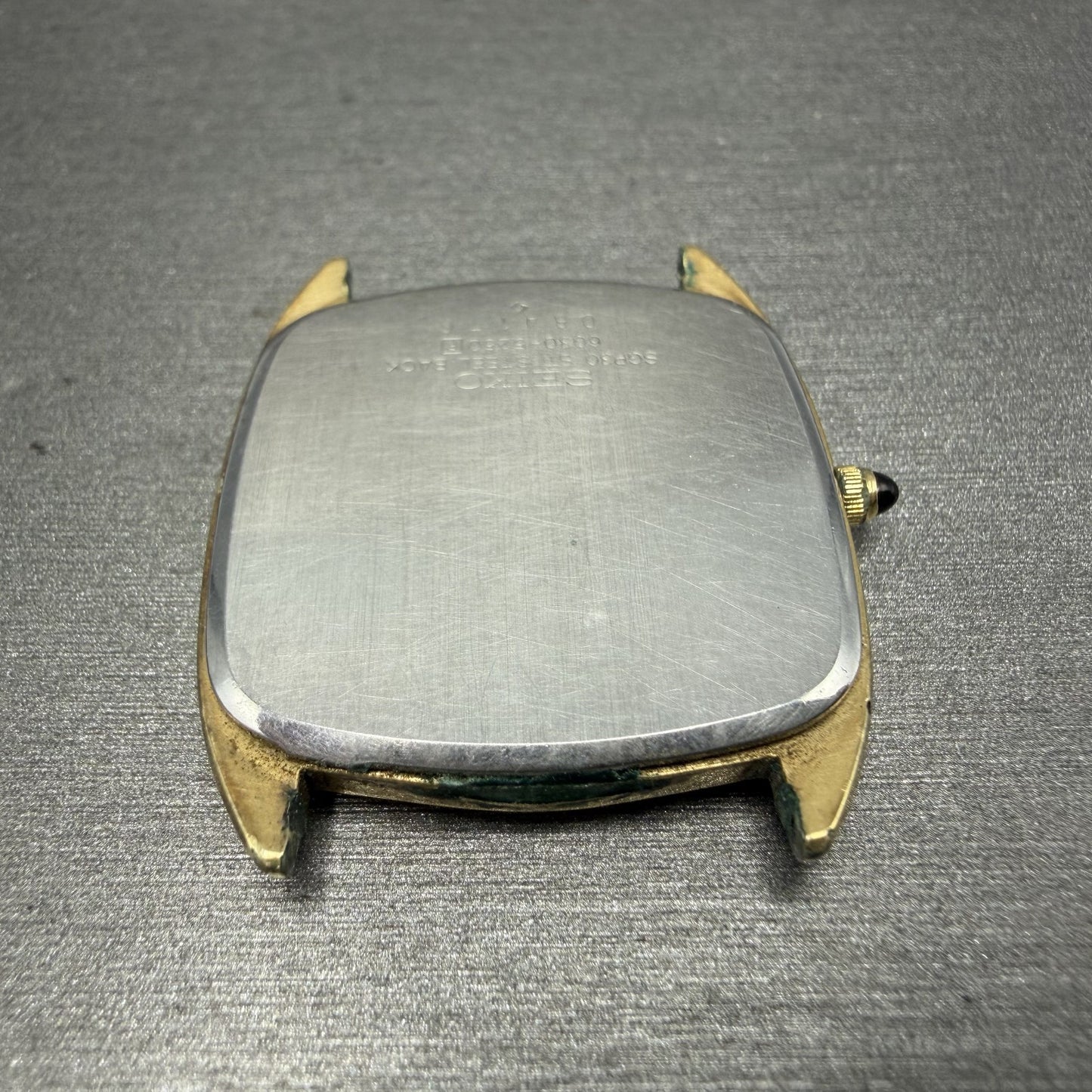 Seiko Watch Men 30mm Champagne Dial Gold Tone Rectangle 6030-5250 New Battery8