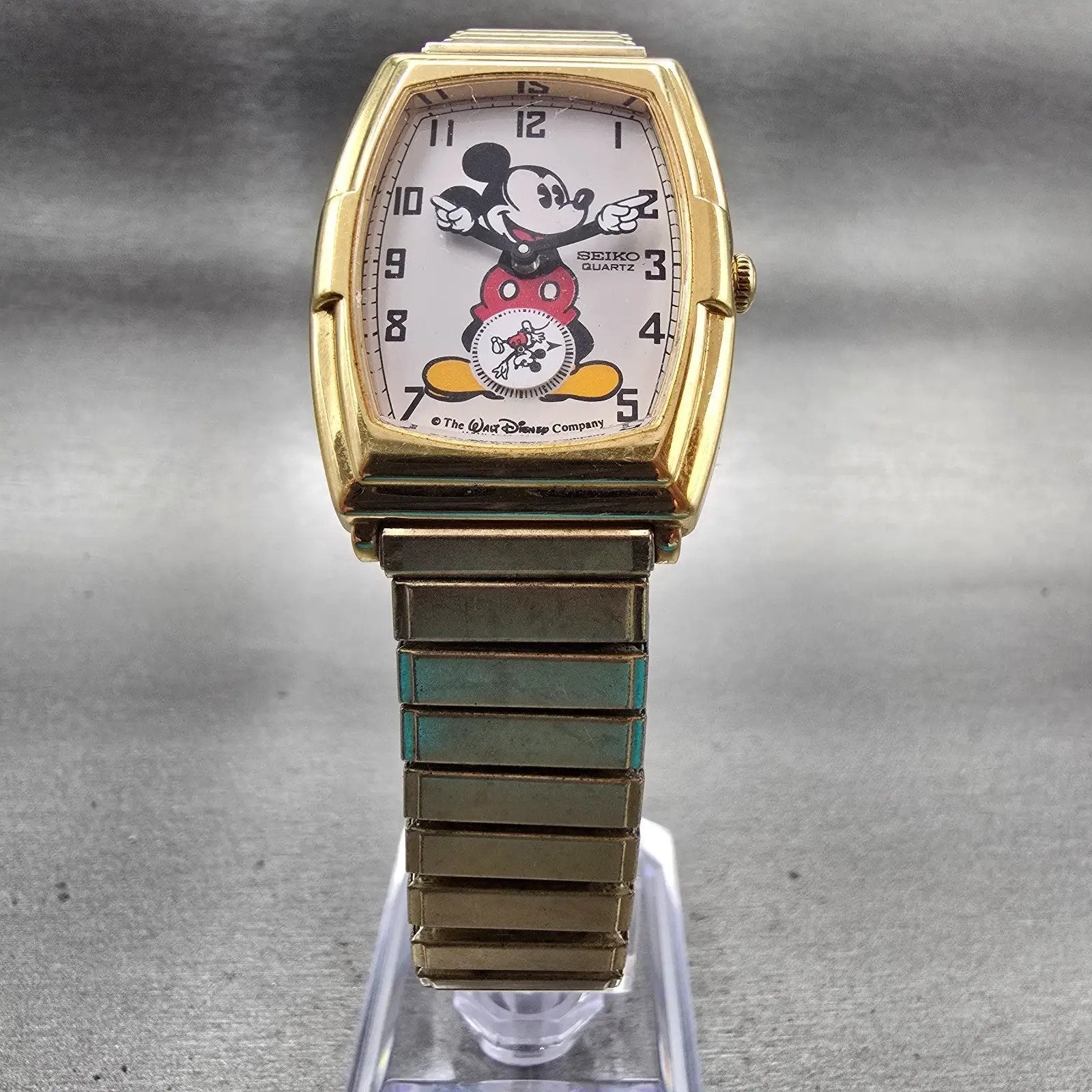 Seiko Mickey Mouse Watch Men 27mm White Dial Gold Tone 2K03-5019 New Battery5