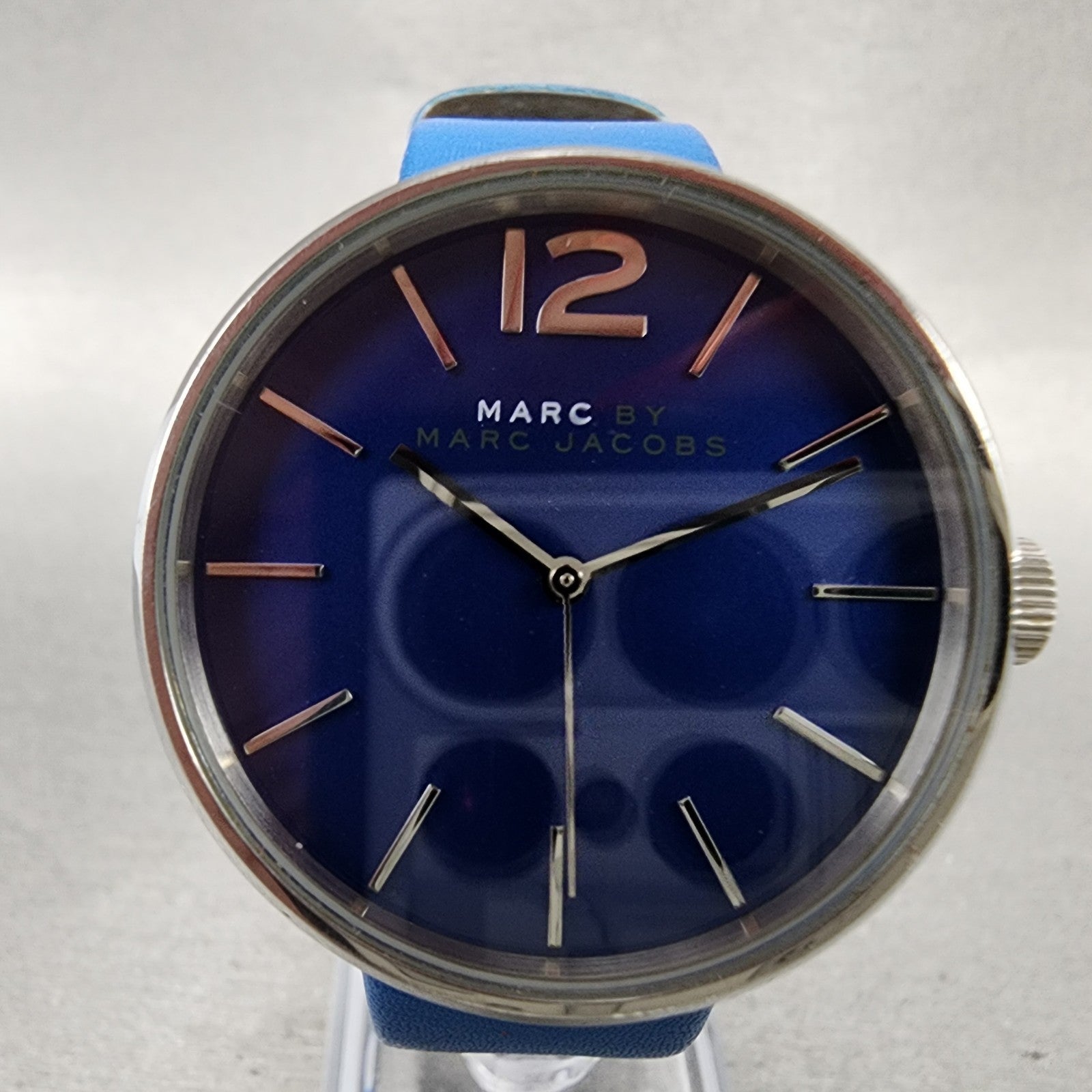 Marc Jacobs Peggy Watch Women 36mm Blue Dial Steel Round MBM1364 New Battery1