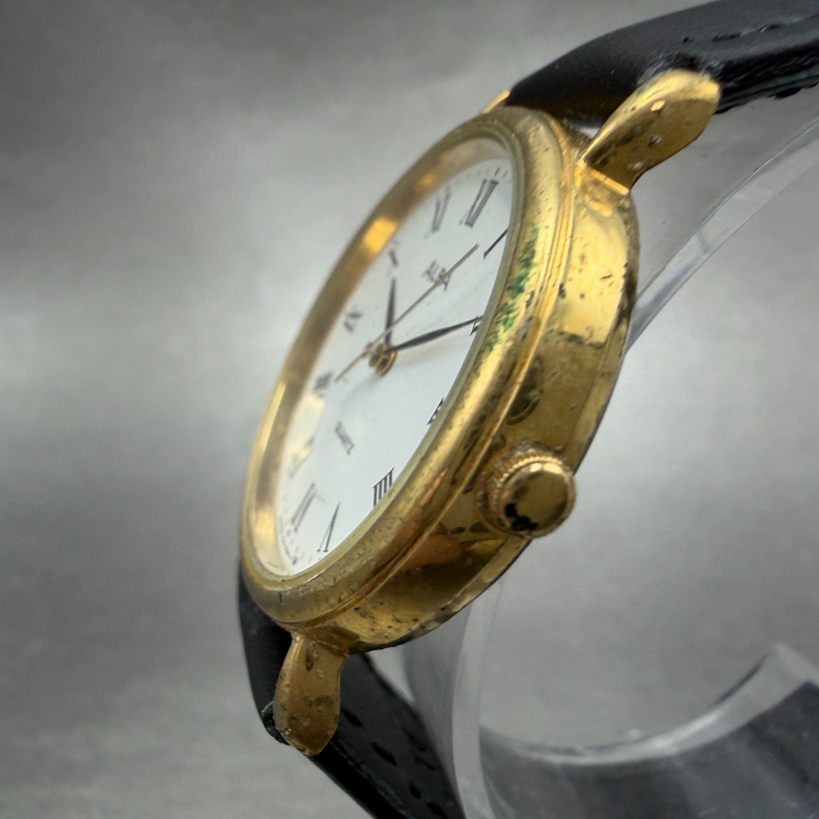 Seiko Alba Watch Men 31mm White Dial Gold Tone Round V515-6540 New Battery VTG2