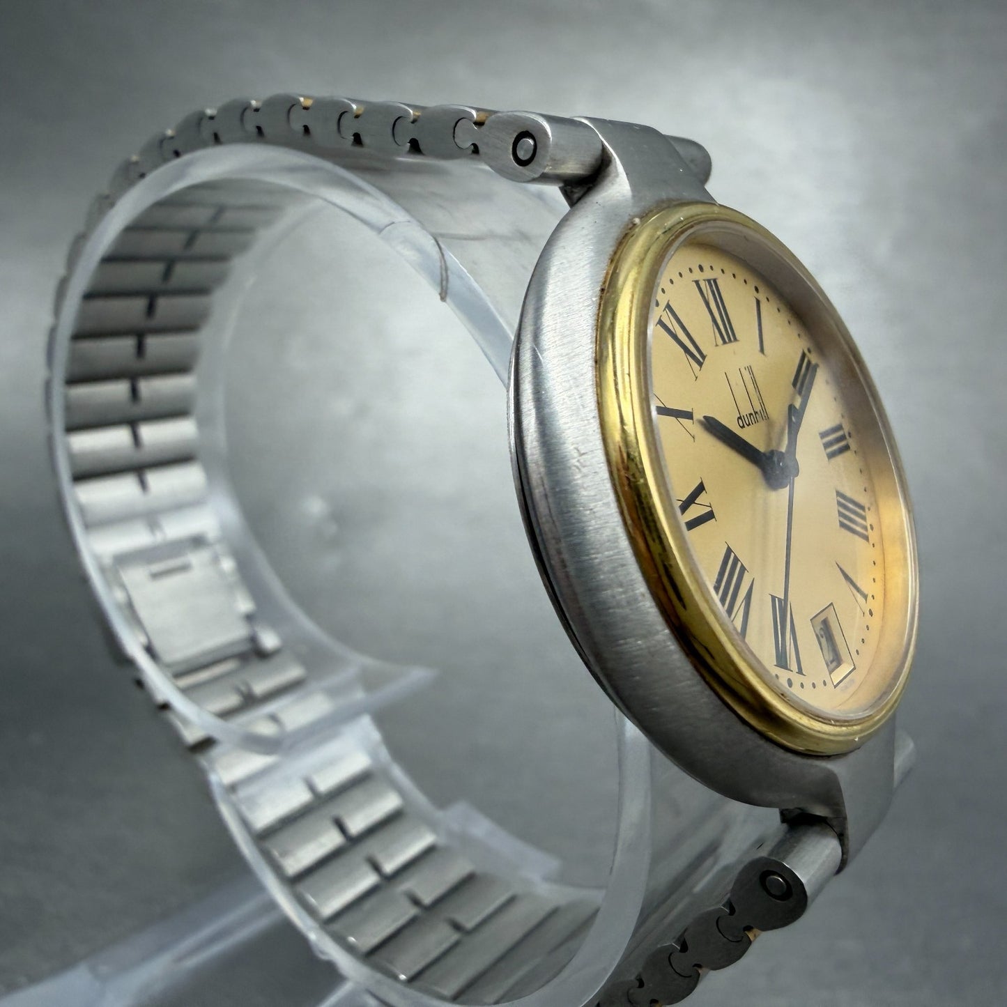 Dunhill Millennium Watch Men 32mm Gold Dial Two Tone Date Round New Battery3