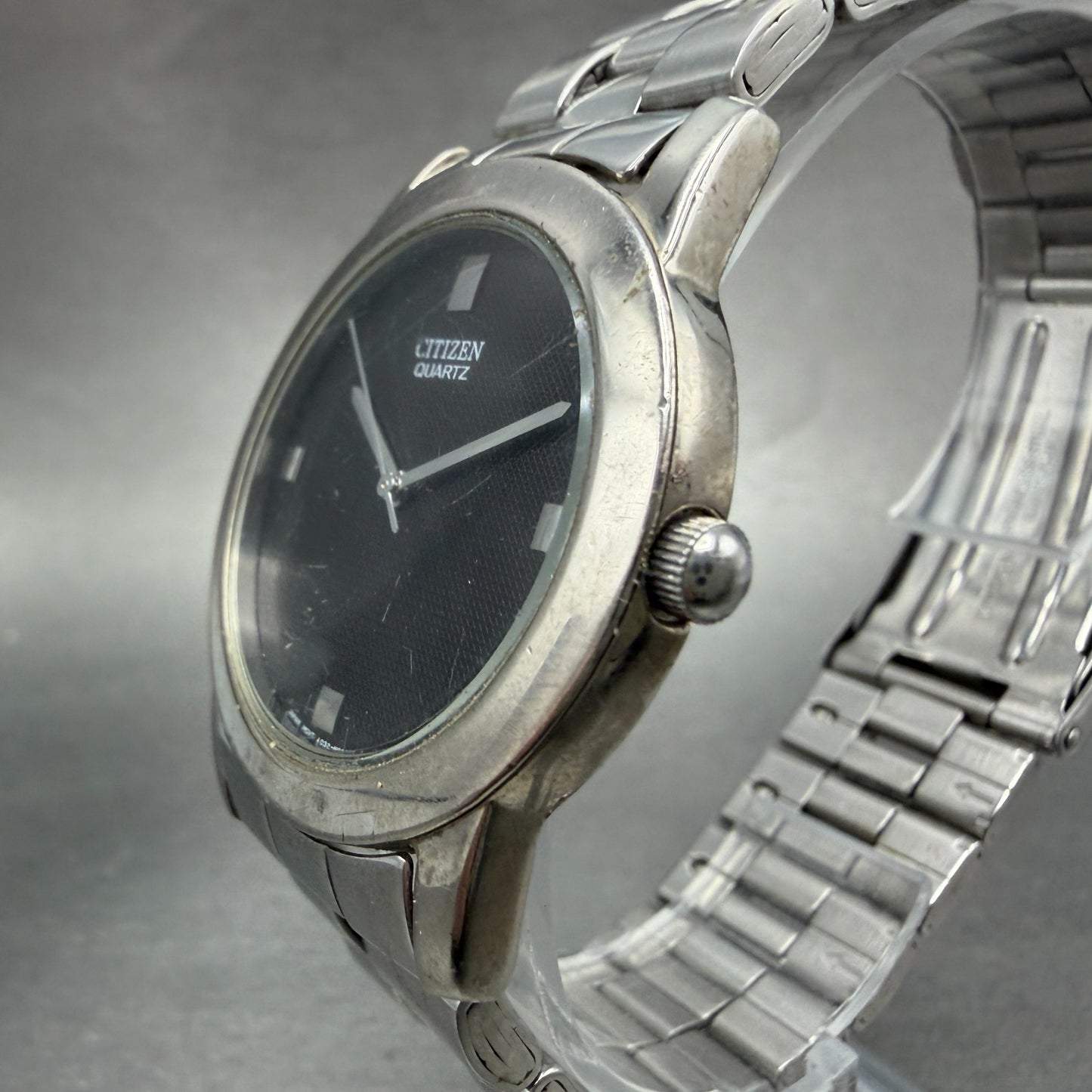 Citizen Watch Men 35mm Black Dial Silver Tone Round 1032-S77163 New Battery2