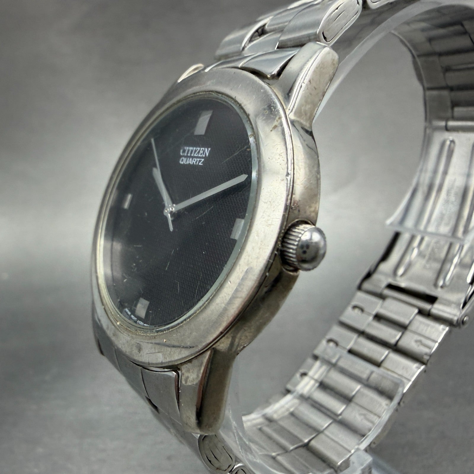 Citizen Watch Men 35mm Black Dial Silver Tone Round 1032-S77163 New Battery2