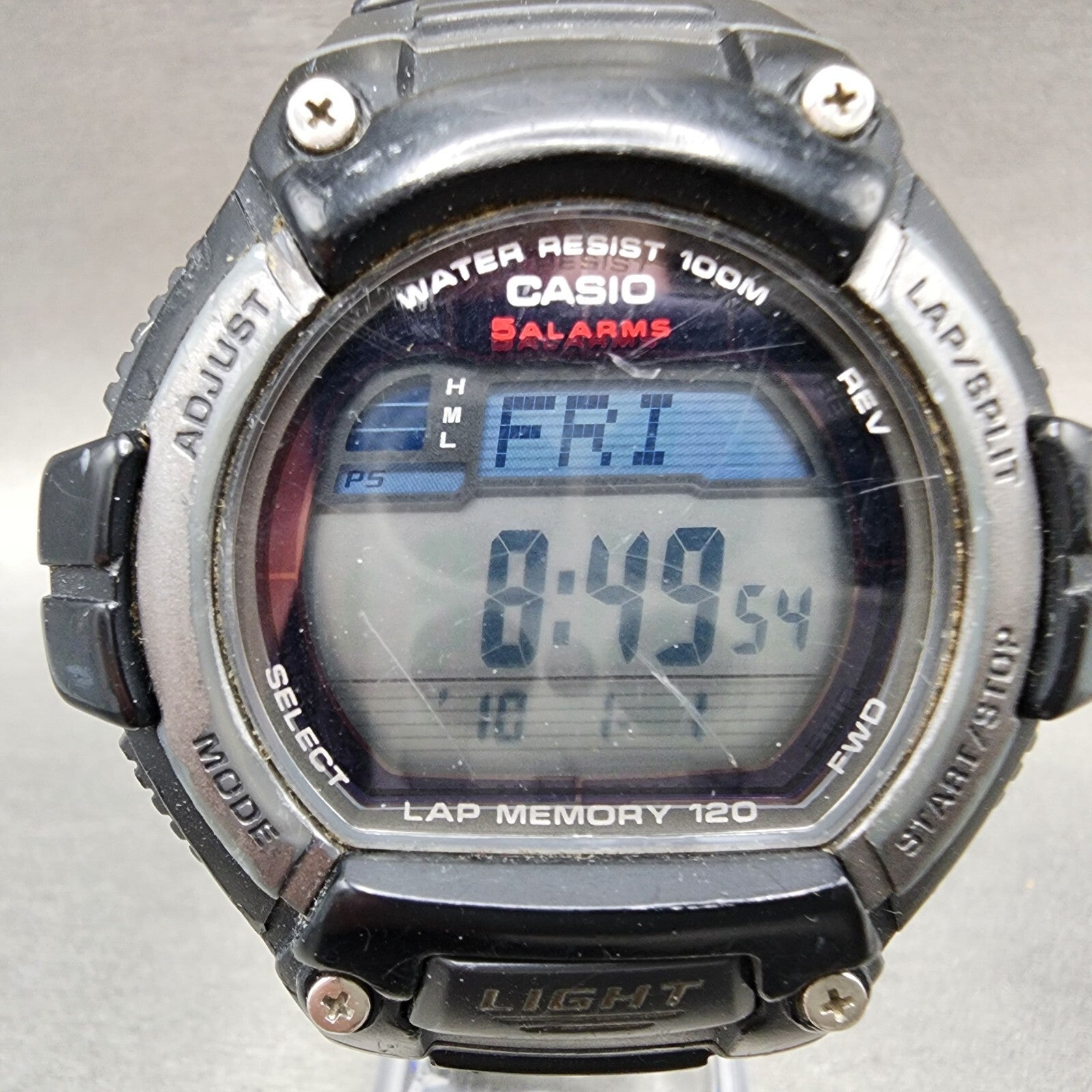 Casio WS220 Watch Men 50mm Digital Black Tone Alarm Chrono Solar PARTS2