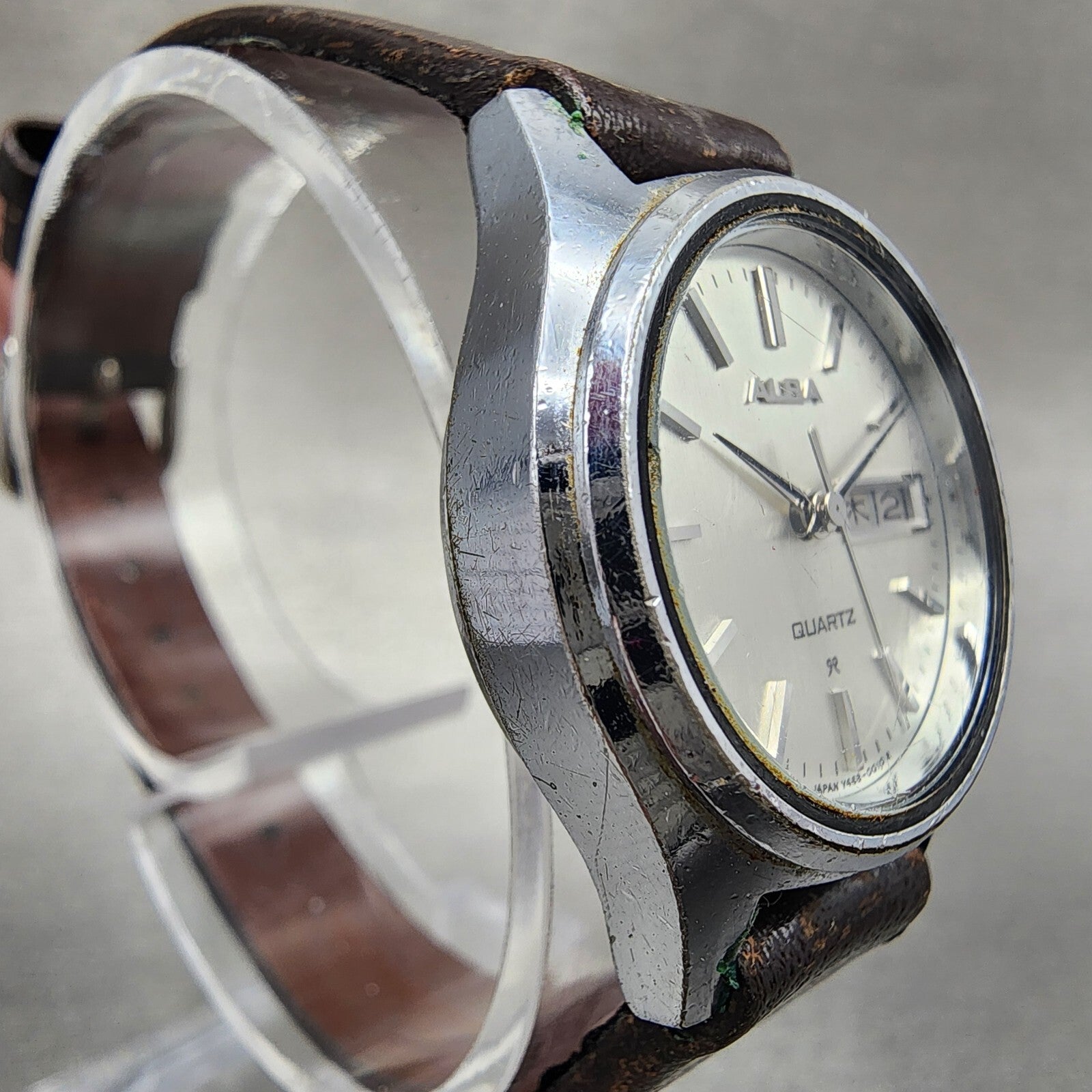 VTG Seiko Alba Watch Women 25mm Silver Dial Silver Tone Daydate Round New Batt3