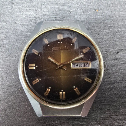Seiko Automatic Watch Men 37mm Brown Dial Two Tone Daydate 6309-8099 PARTS VTG2
