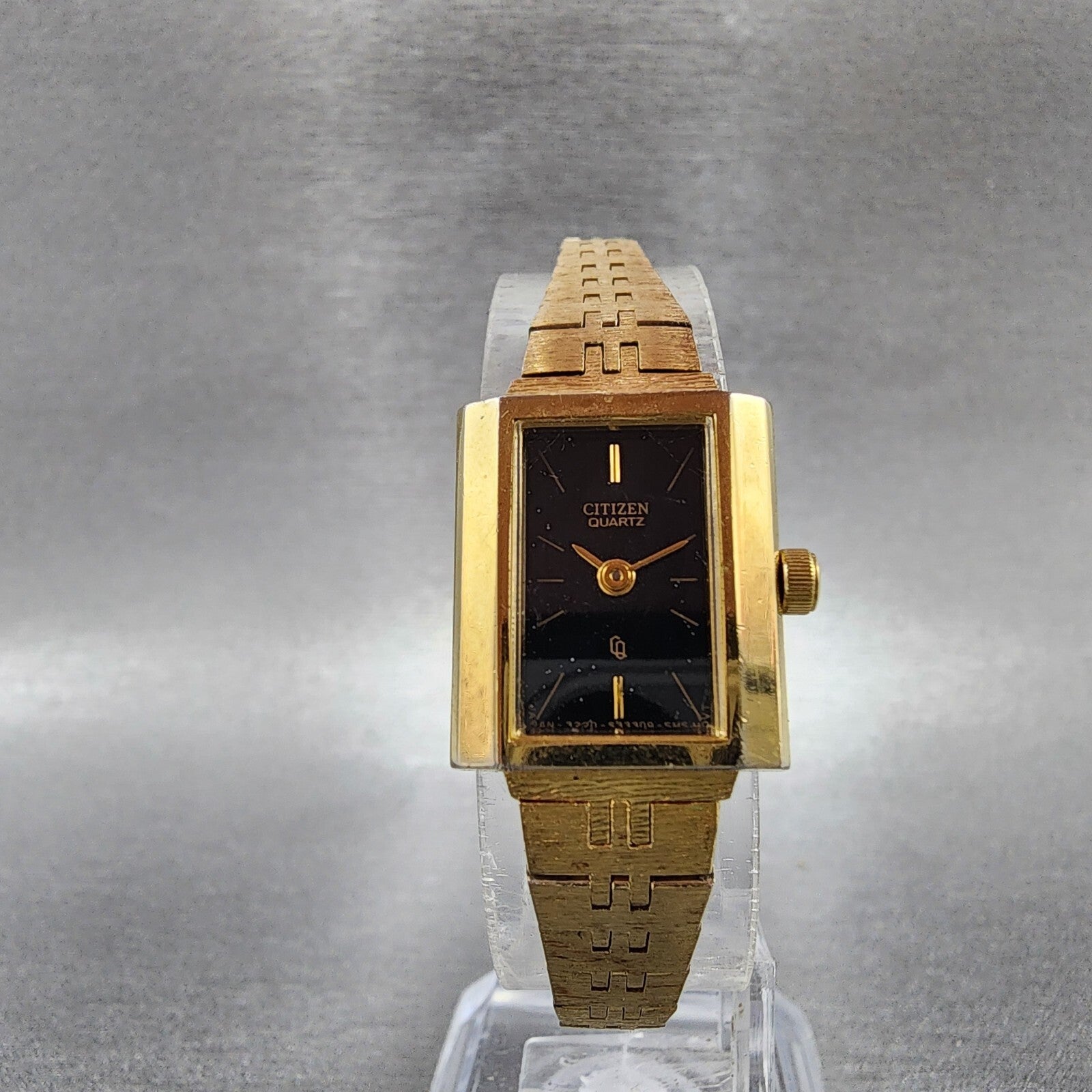 Citizen CQ Tank Watch Women 17mm Black Dial Gold Tone Rectangle New Battery5