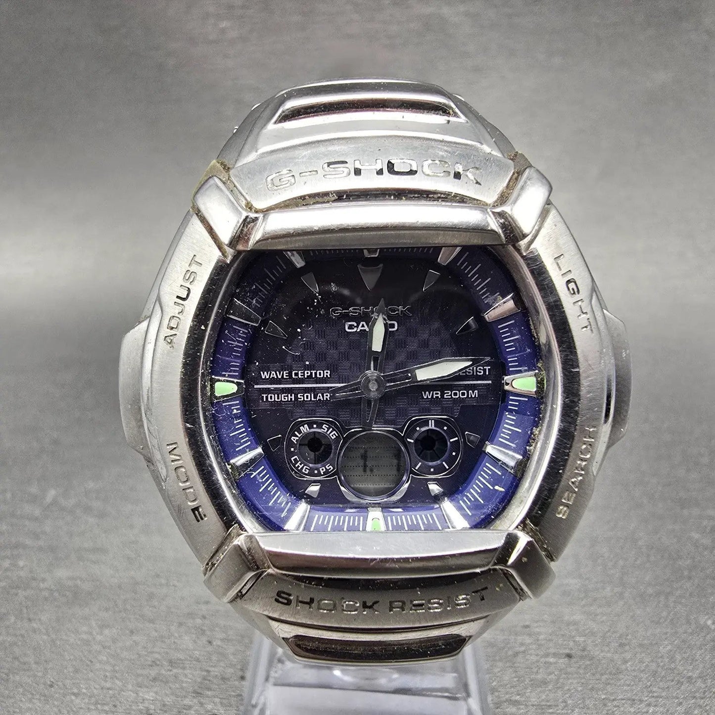 Casio G-Shock GW-1400DA Watch Men 45mm Blue Dial Silver Alarm Chrono PARTS0