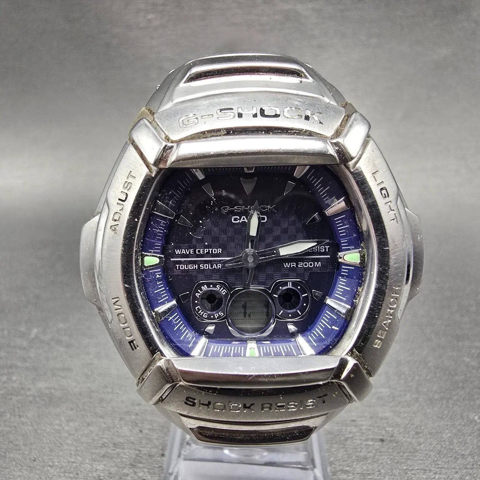 Casio G-Shock GW-1400DA Watch Men 45mm Blue Dial Silver Alarm Chrono PARTS0