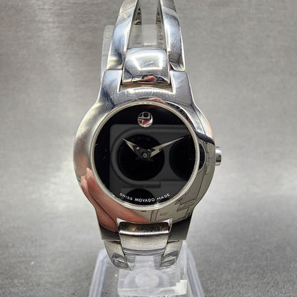 Movado Amorosa Watch Women 24m Black Dial Stainless Steel Round 84 E4 1842 Runs0