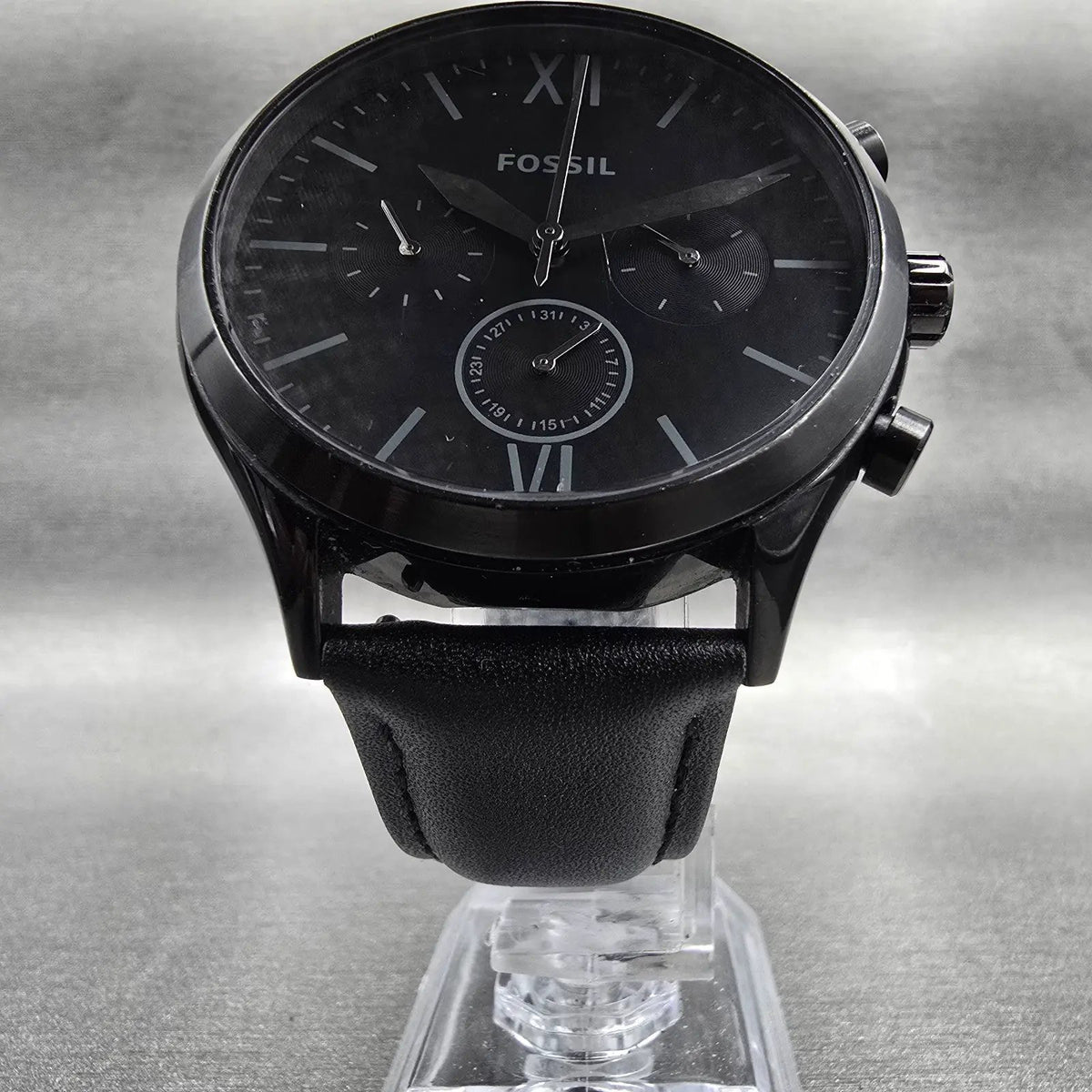 Fossil Fenmore Watch Men 44mm Black Dial Black Tone Chronograph BQ2364 New Batt5