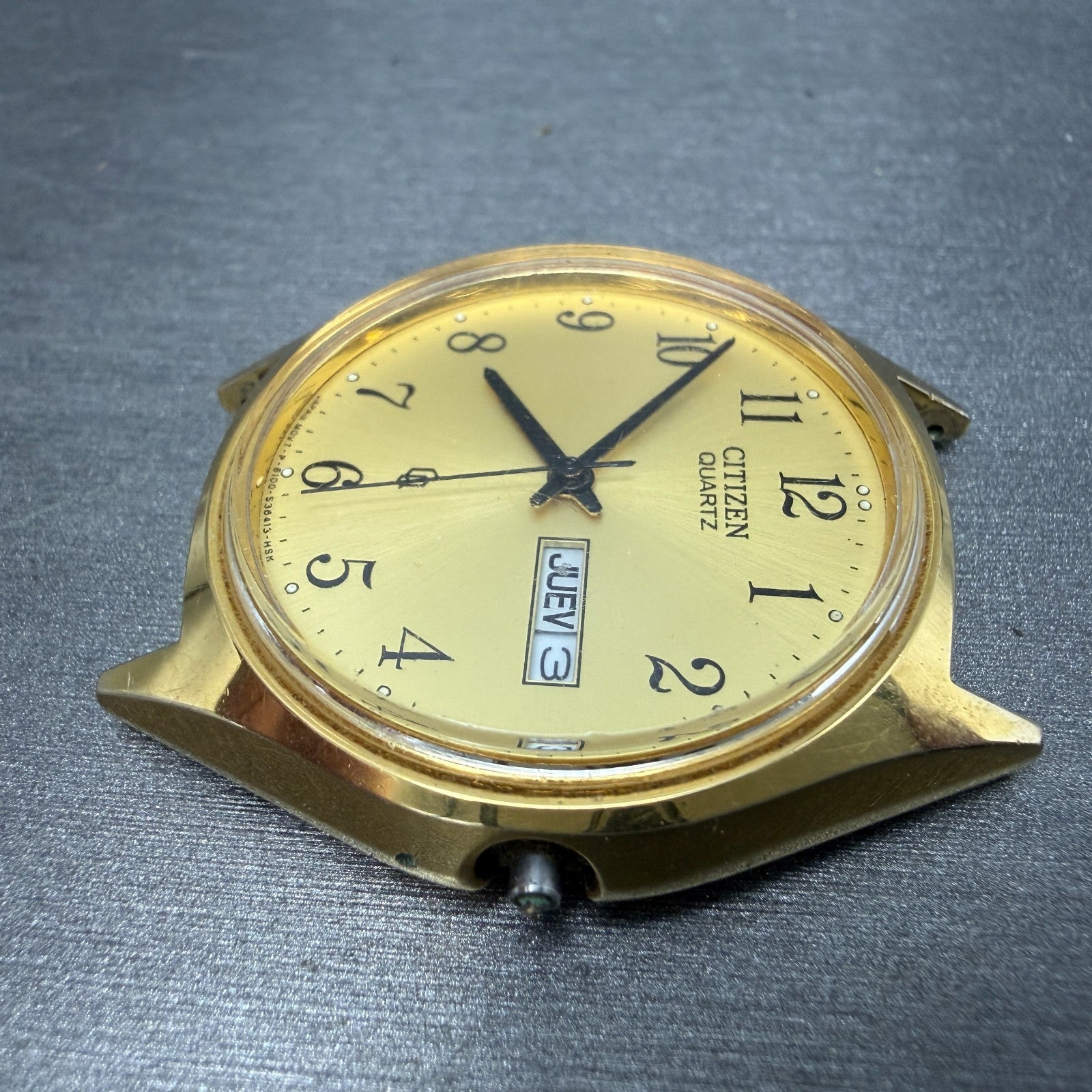 Citizen CQ Watch Men 36mm Gold Dial Gold Tone Daydate 6100-S24876 PARTS6