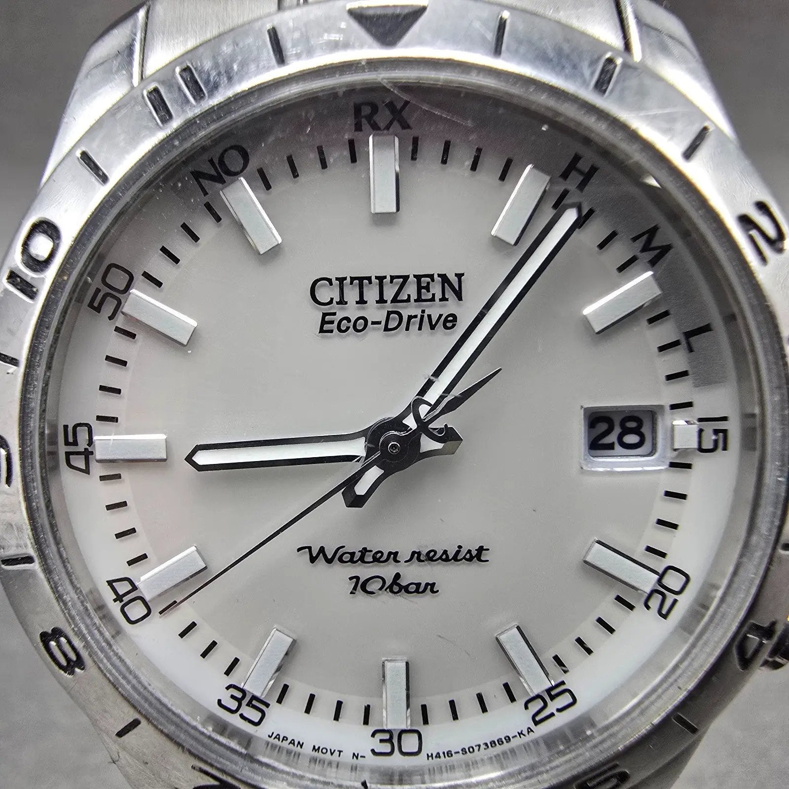Citizen Eco-Drive Watch Men 38mm White Dial Steel Atomic Date H416-S046998 PARTS2