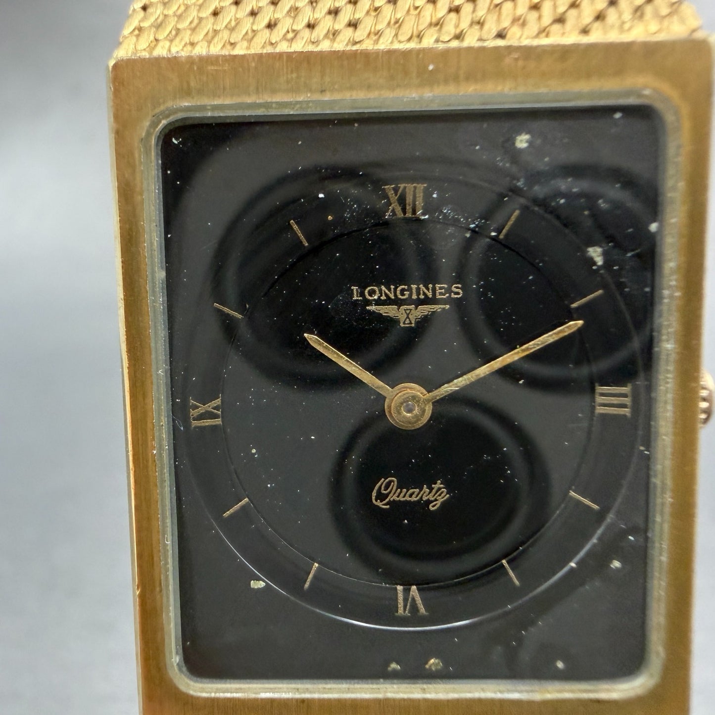 Longines Tank Watch Men 24mm Black Dial Gold Tone Rectangle New battery VTG ABD1