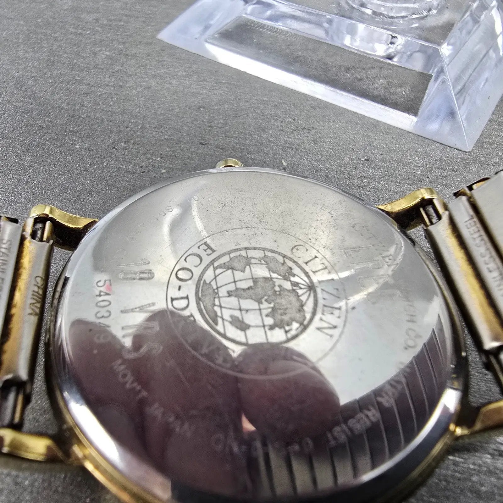 Citizen Eco-Drive Watch Men 36mm White Dial Gold Tone Daydate E101-S015588 Runs9