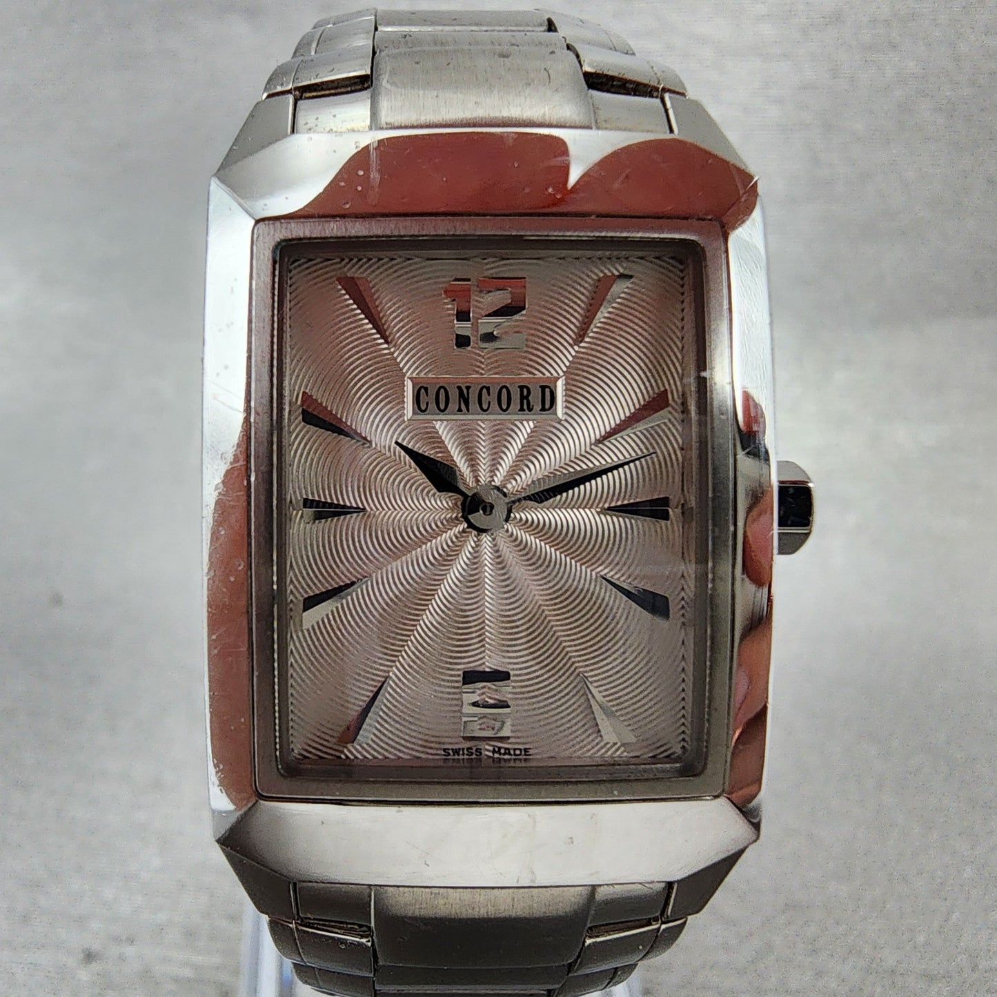 Concord Carlton Tank Watch Women 23mm White Dial Steel Rectangle New Battery1