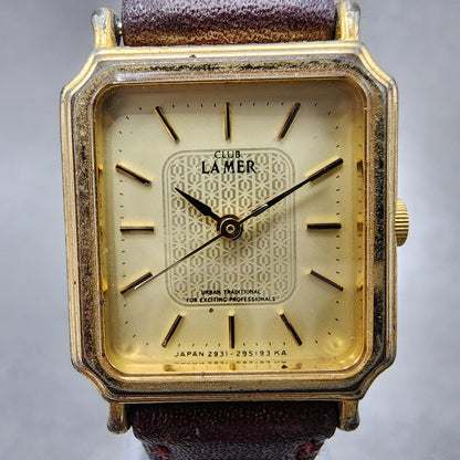 Citizen Club Lamer Tank Watch Women 20mm Champagne Dial Gold Tone New Battery1