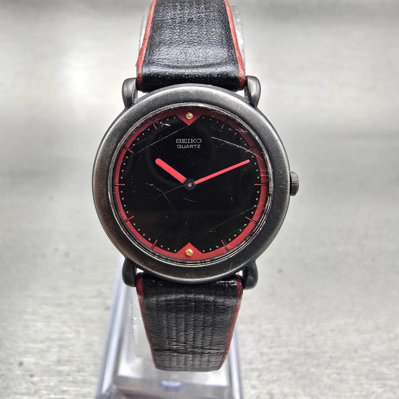 Seiko Watch Women 24mm Black Dial Black Tone Round 2C20-0409 New Battery Vintage0