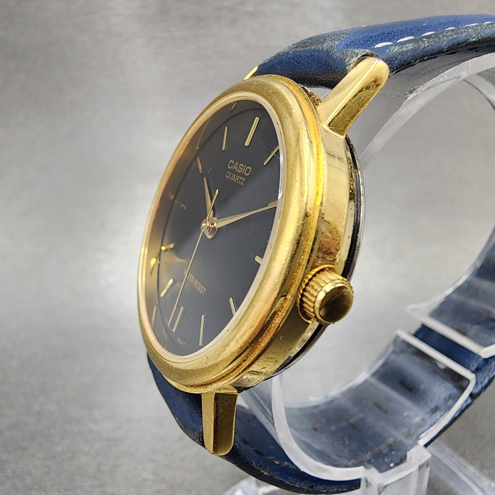 Casio MTP1095 Watch Men 33mm Black Dial Gold Tone Round New Battery2