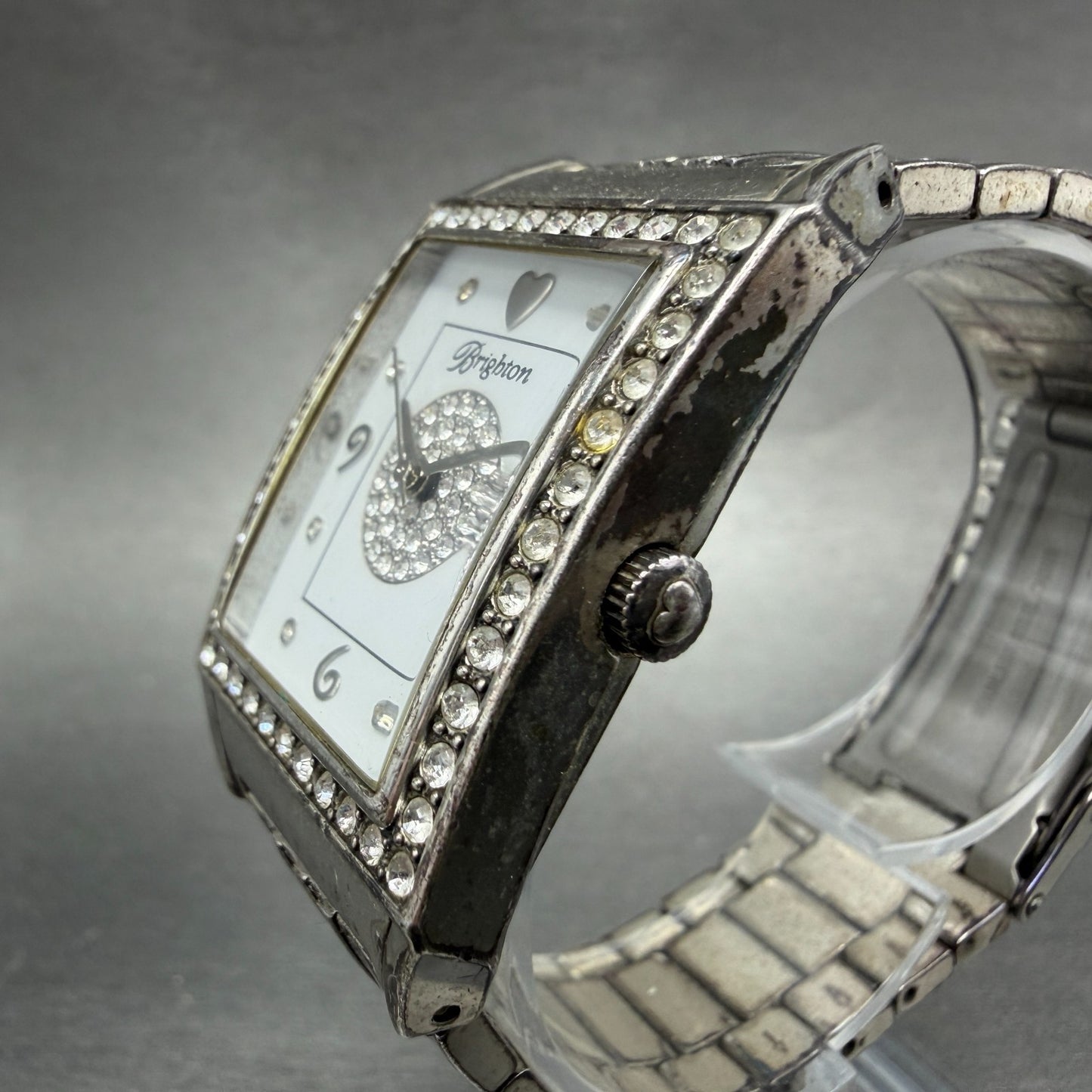 Brighton Diamond Bar Watch Women 29mm White Dial Silver Plated New Battery2